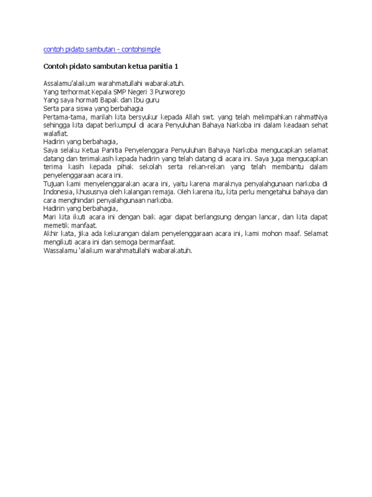 Contoh Pidato Sambutan