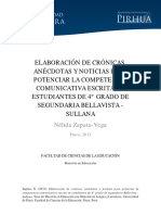 Elaboración de crónicas y anécdotas para potenciar la competencia escrita