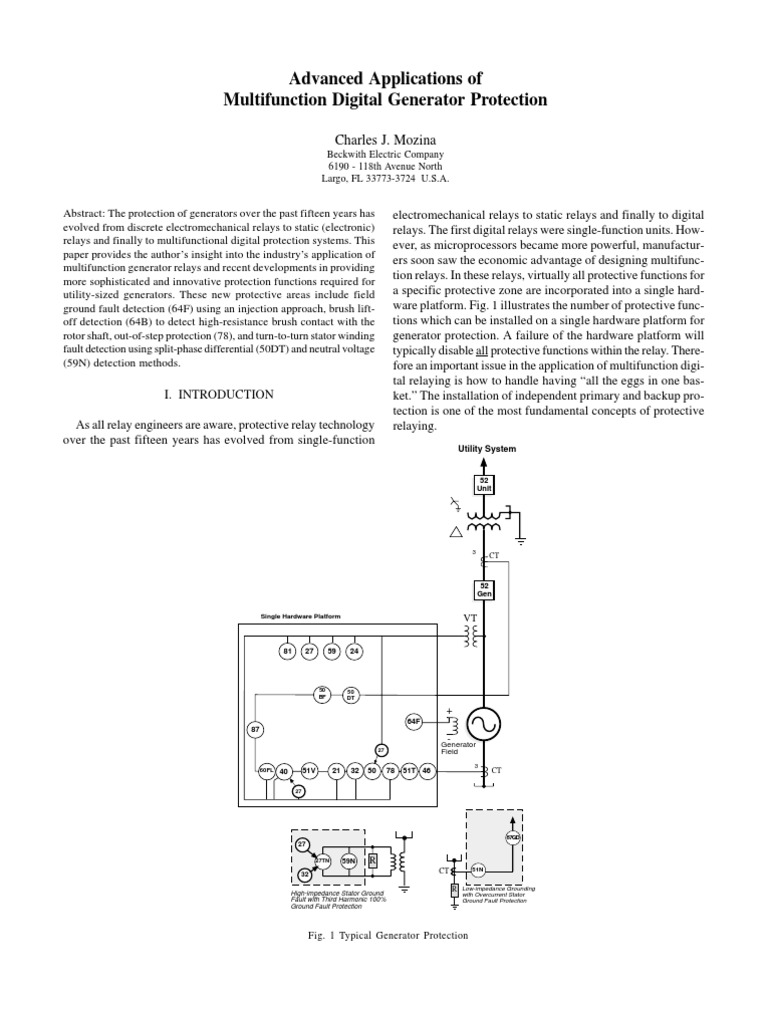 Advanced Multifunction Generator Protection | PDF | Relay | Electric ...