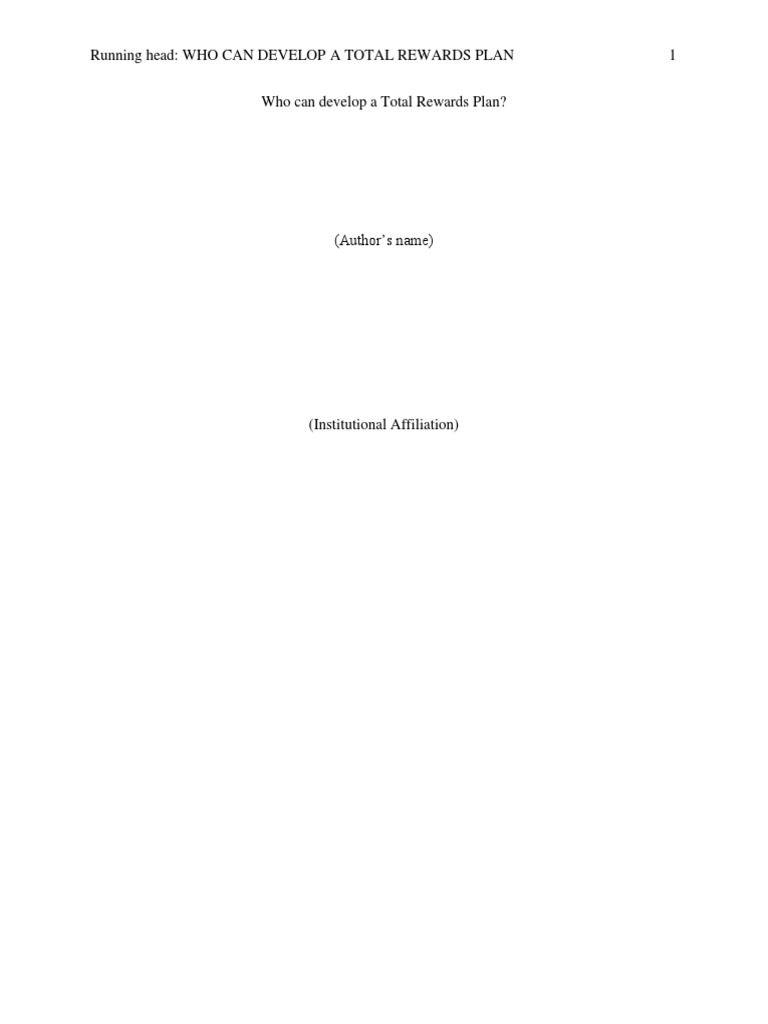 Who Can Develop A Total Rewards Plan | PDF | Goal | Work–Life Balance