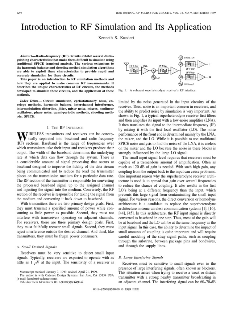Introduction To RF Simulation and Its Application: Kenneth S. Kundert | PDF