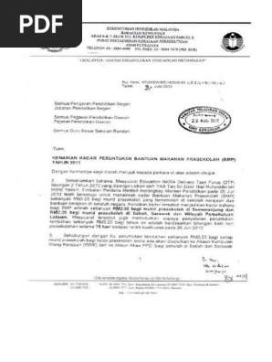 Surat Kadar Kenaikan Peruntukan Makanan Bermula 26 Jun 2013