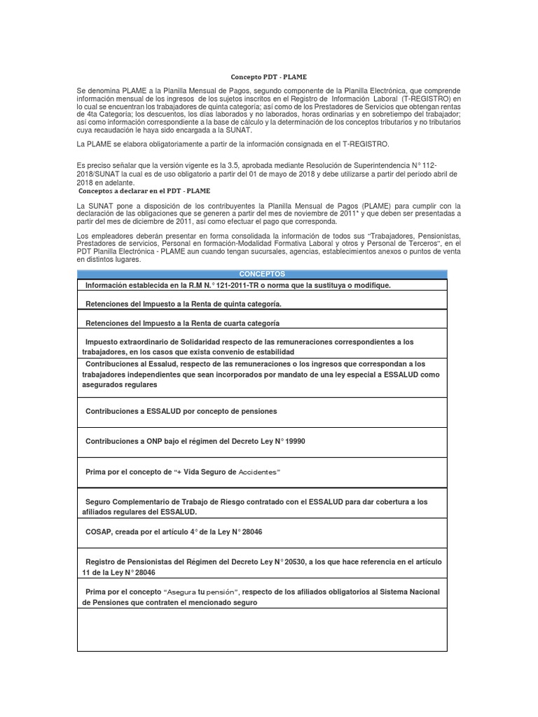 Guía sobre el PDT PLAME y sus conceptos | PDF | Salario | Impuesto ...