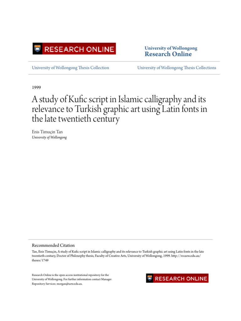 CALLIGRAPHY A Study of Kufic Script in Islamic Calligraphy and Its ...