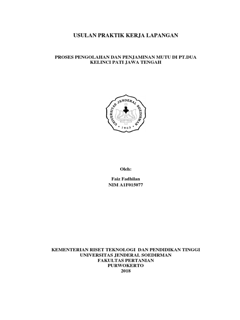 Proposal Pkl Baru Banget Uyee Pt Dua Kelinci