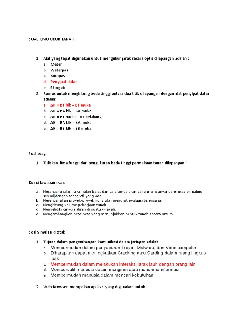 Soal Ilmu Ukur Tanah Docx