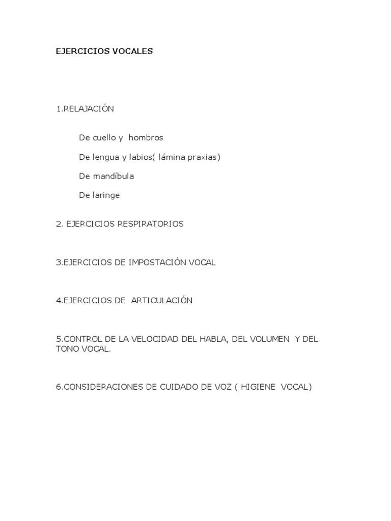 Ejercicios Vocales | PDF | Artes del Lenguaje y Comunicación | Estudios ...