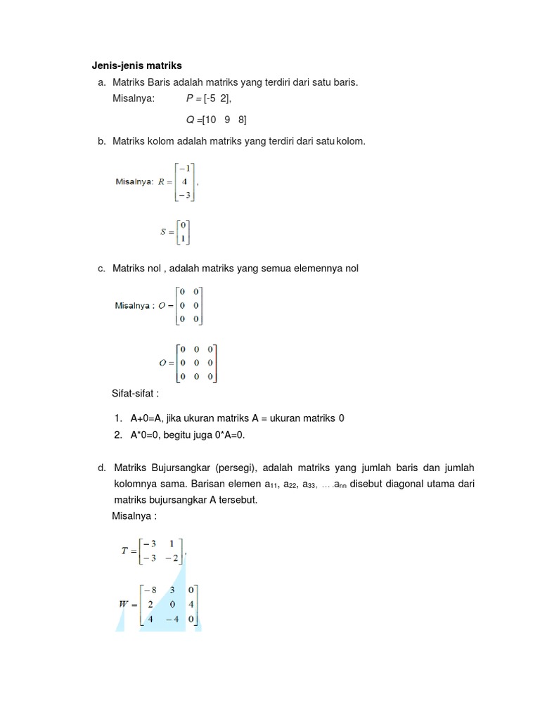 Jenis-Jenis Matriks dalam Matematika | PDF