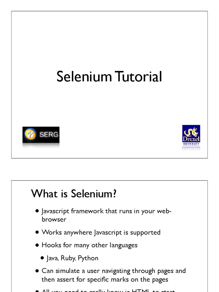 Selenium PDF | PDF | Computers | Technology & Engineering