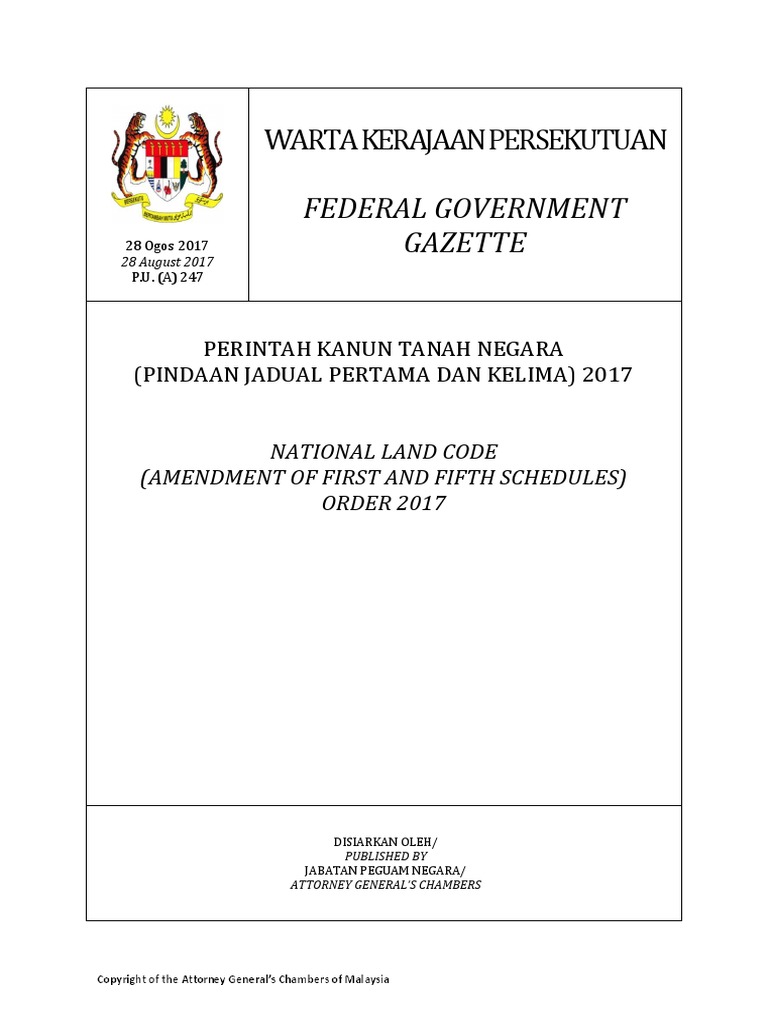 National Land Code Amendments 2017 | PDF | Diplomatic Rank | Diplomatic ...