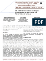 Perceived Benefits & Effectiveness of Peer Teaching and Learning Methods Among Nursing Students at A Private University in Oman