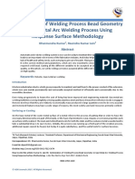 Optimization of Welding Process Bead Geometry in Gas Metal Arc Welding Process Using Response Surface Methodology