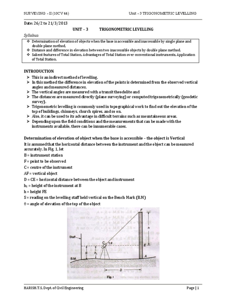 Trigonometric Levelling in Surveying | PDF | Scientific Observation ...