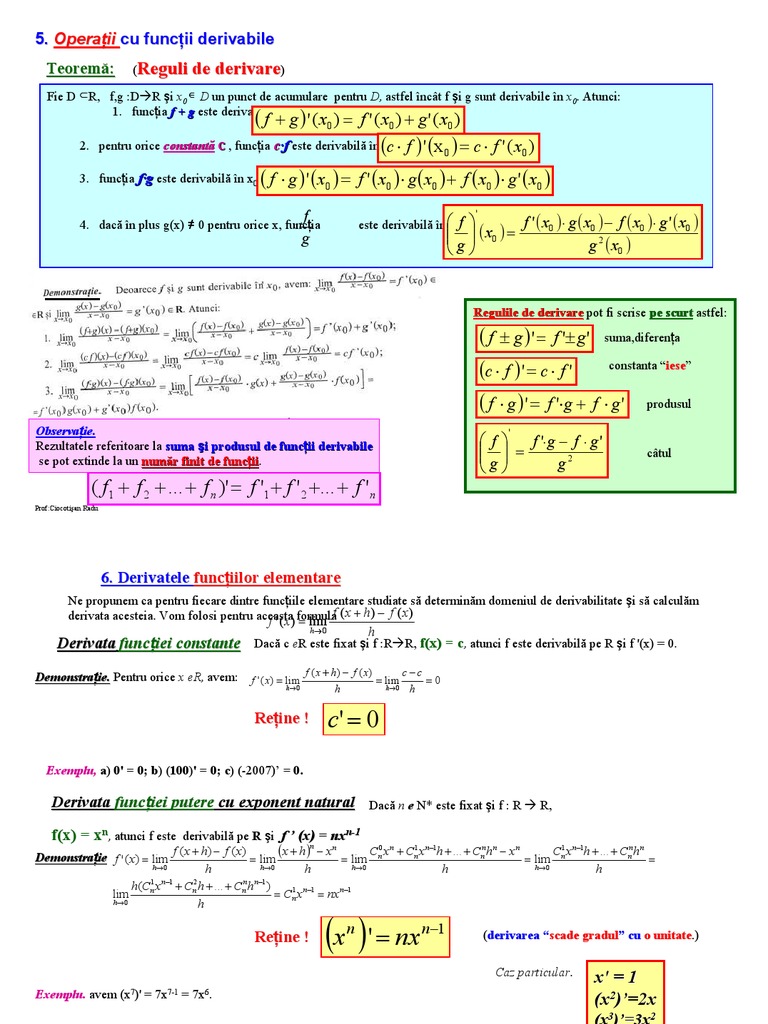 3-Operatii, Formule de Derivare | PDF