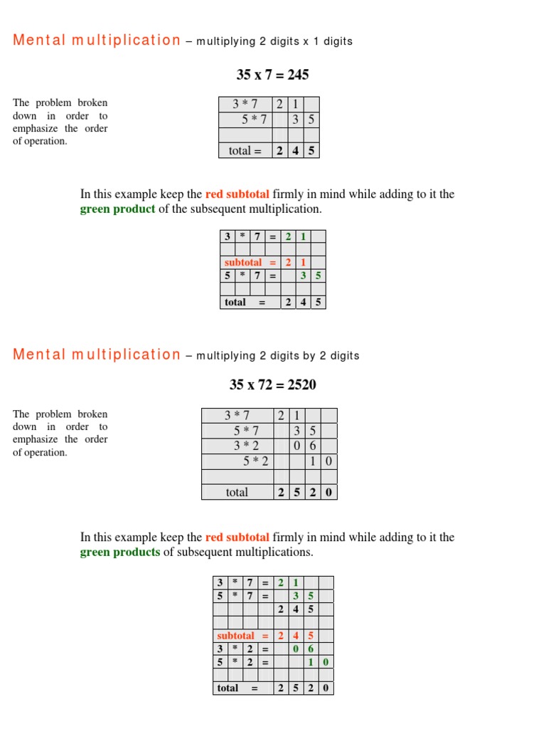 Mental Multiplication (Anzan) | PDF | Multiplication | Arithmetic