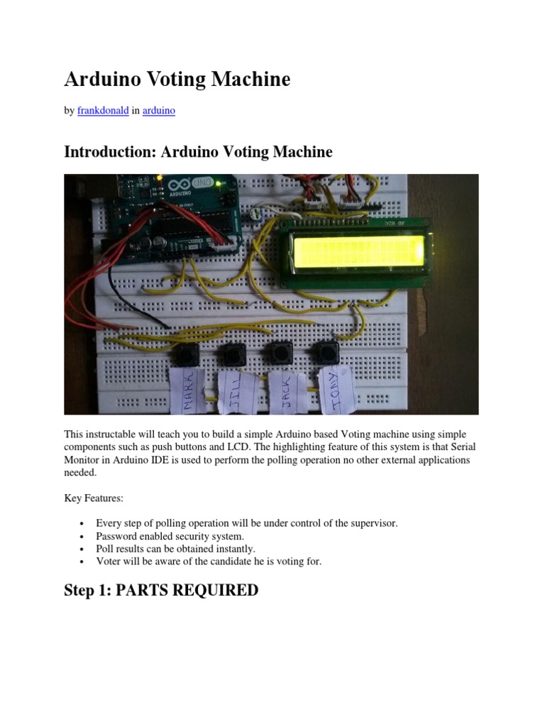 Build an Arduino Voting Machine in 6 Steps | PDF | Voting Machine | Arduino