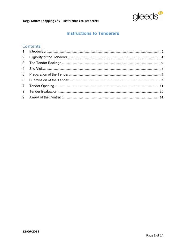 Instructions To Tenderers | PDF | Specification (Technical Standard ...