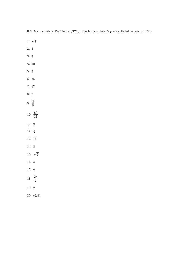 IUT Math Problems Solutions | PDF