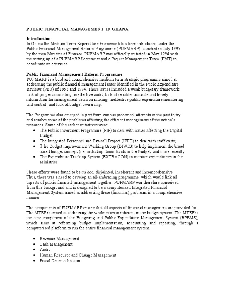 Ghana's Public Financial Management Reform | PDF | Public Finance | Budget