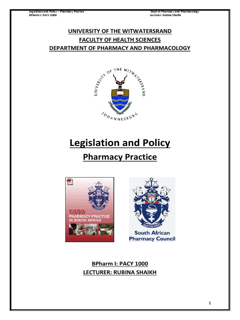 Legislation and Policy Handout | PDF | Pharmacy | Pharmacist
