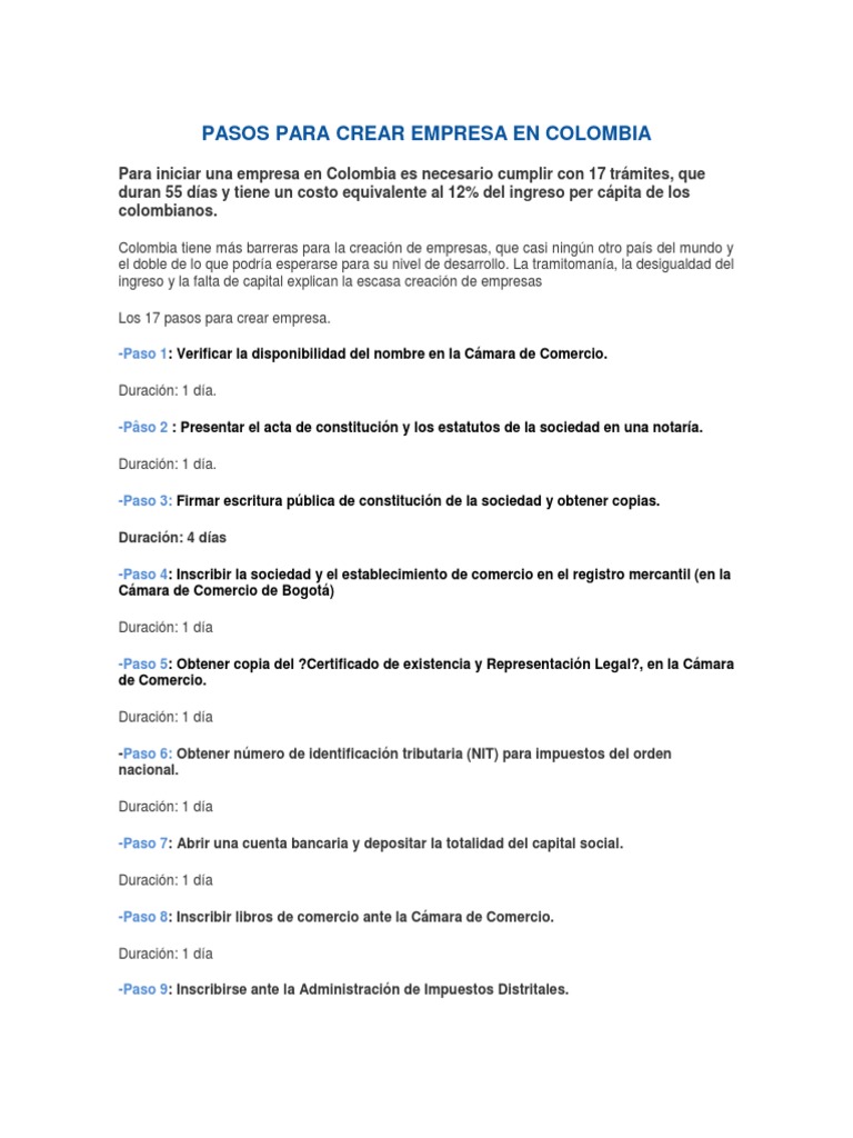 Pasos para Crear Una Empresa | PDF | Sociedad de responsabilidad ...
