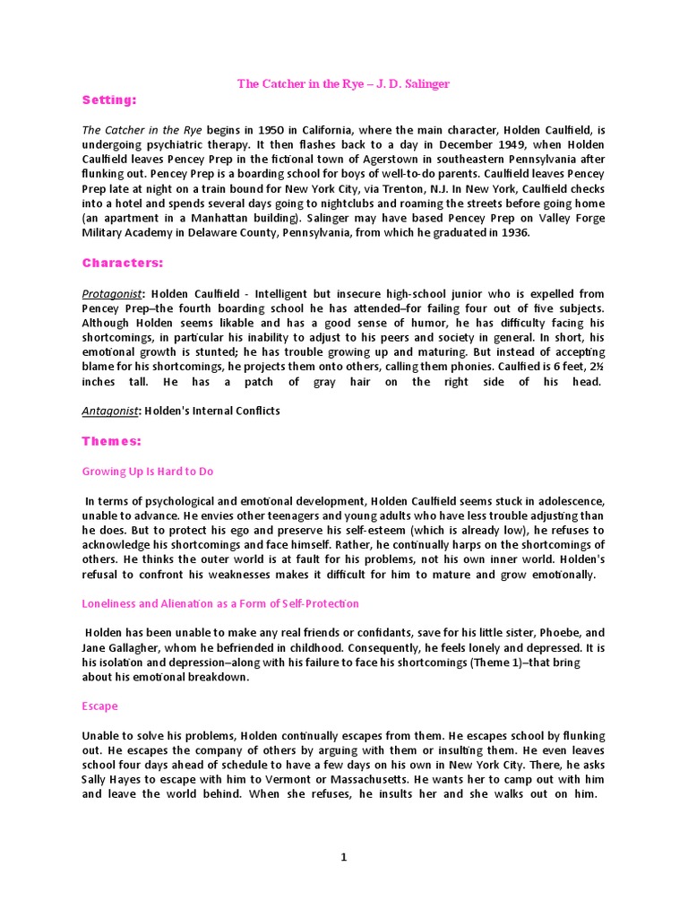 S.T.E.A.L. Analysis of Holden Caulfield's Character Traits - Studocu, image size:768x1024