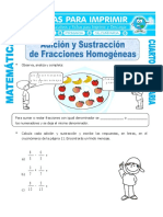 Adicion y Sustraccion de Fracciones Homogeneas para Cuarto de Primaria