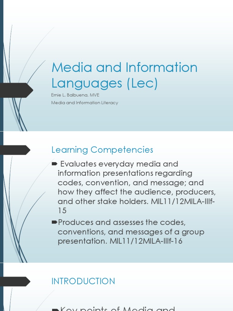 Media and Information Languages Overview | PDF | Symbols | Information
