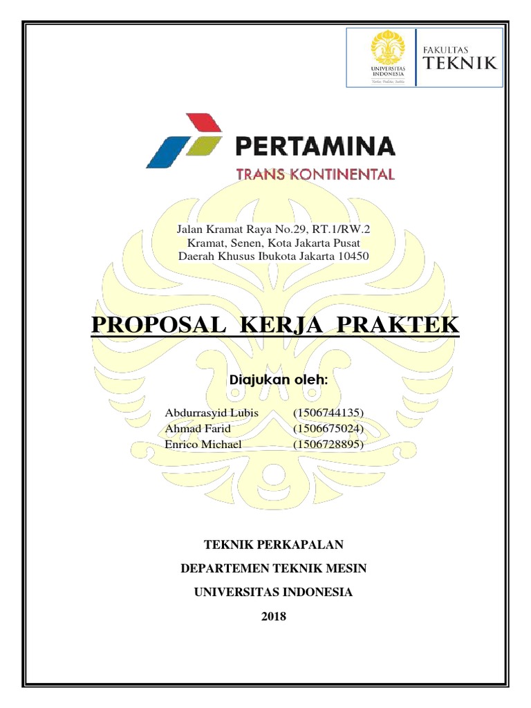  Proposal Kerja Praktek di Pertamina 