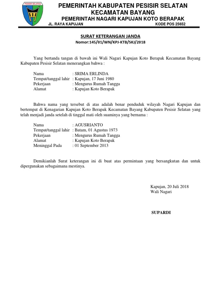 Surat Keterangan Janda Docx