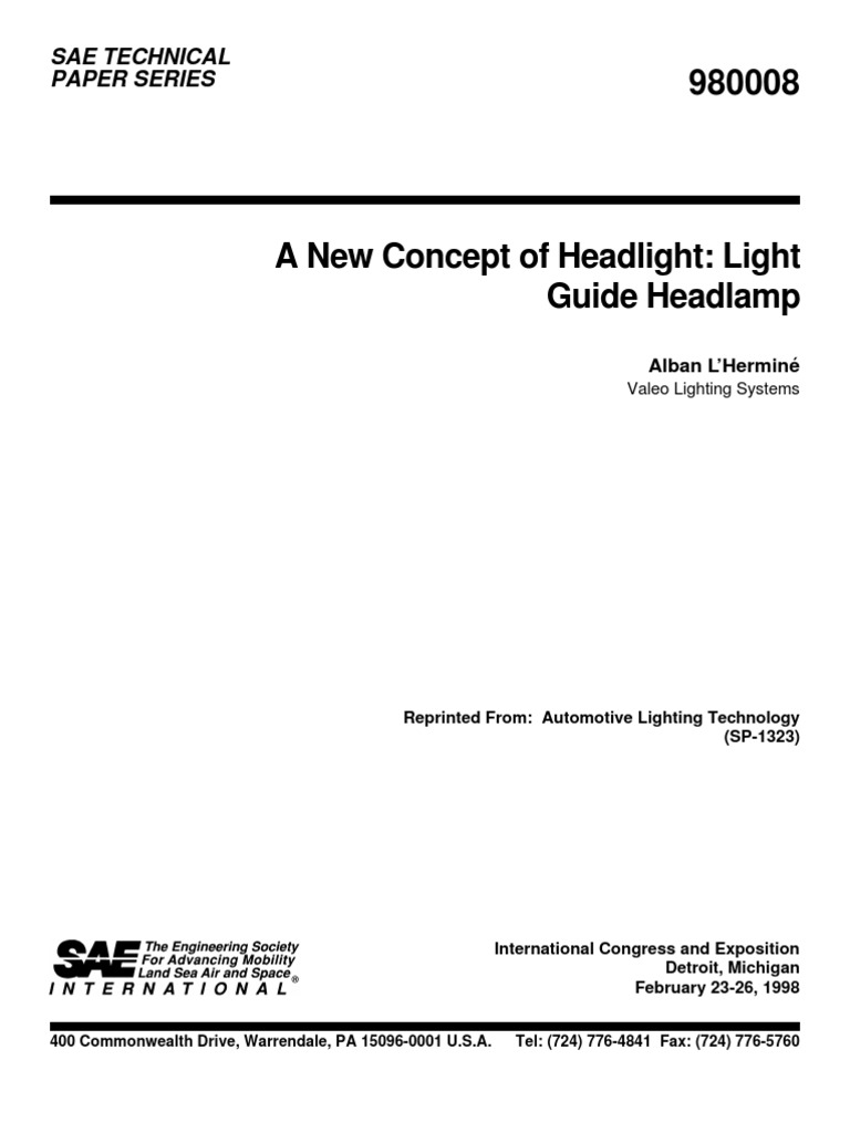 A New Concept of Headlight Light Guide Headlamp PDF Headlamp
