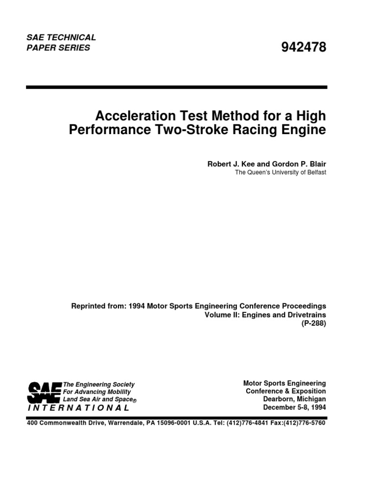 Acceleration Test Method For A High Performance 2s Racing Engine Pdf
