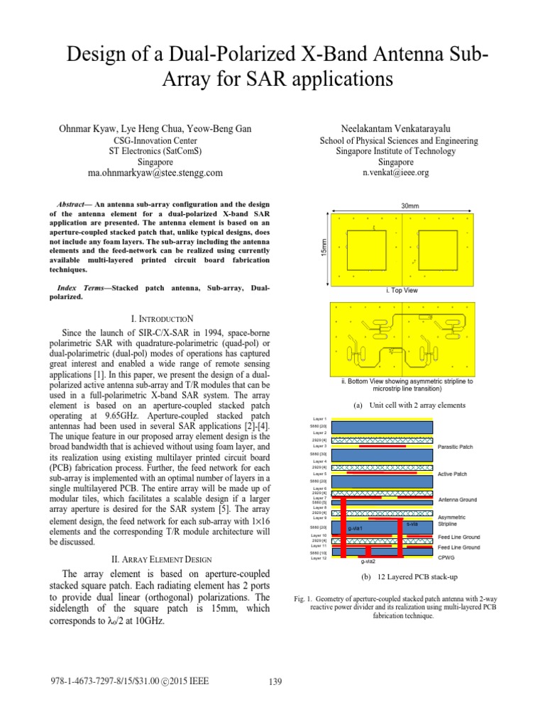 Design of a DualPolarized XBand Antenna SubArray for SAR