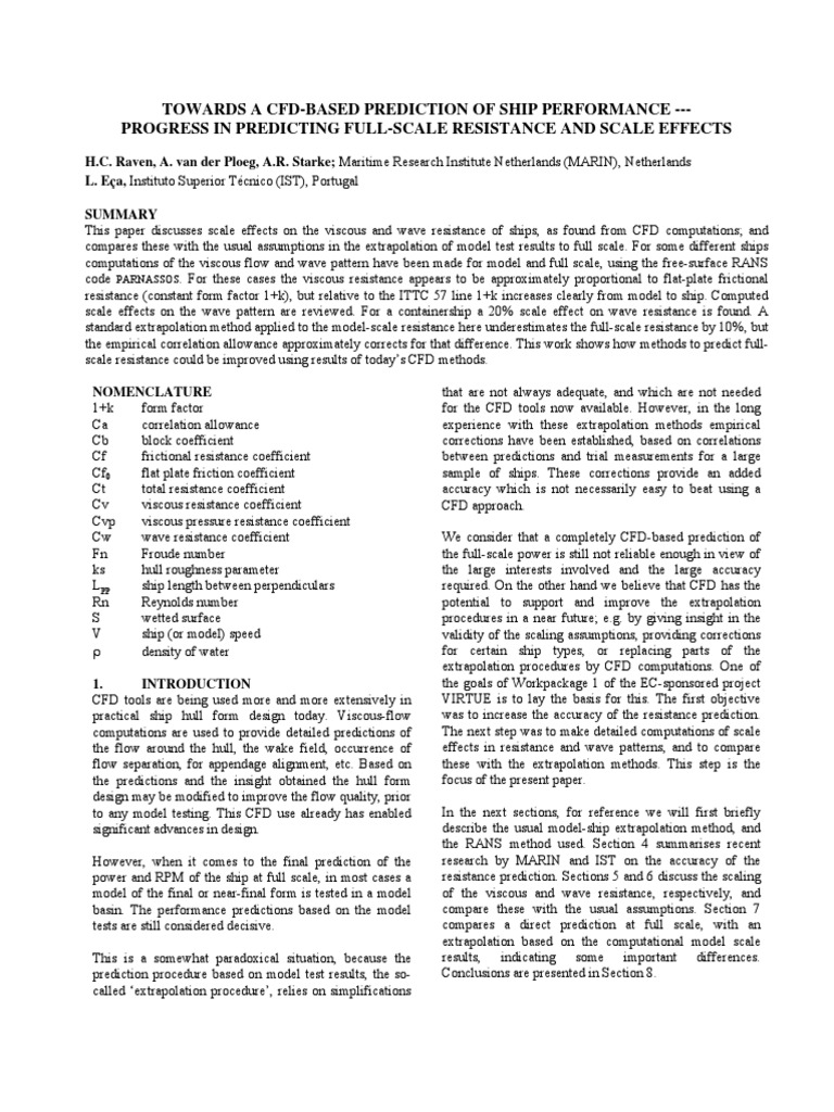 CFD Advances in Ship Resistance Prediction | PDF | Fluid Dynamics ...