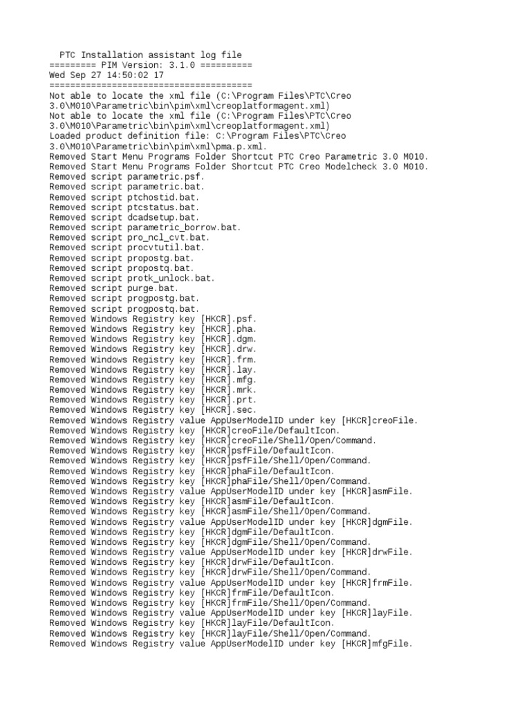 PTC Creo Installation Log Summary | PDF | Windows Registry | Ibm Pc ...