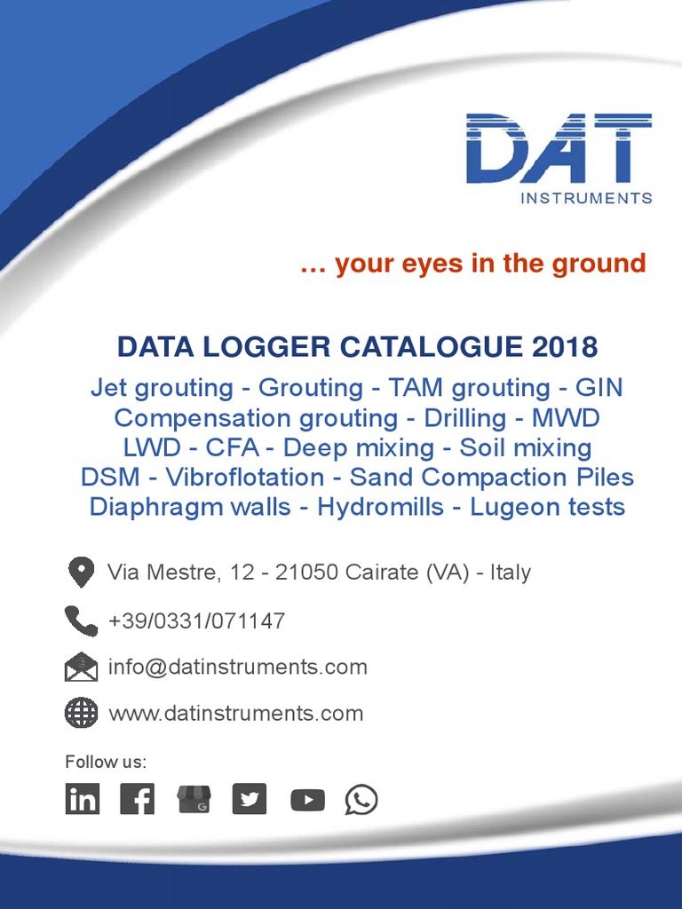 DAT Instruments - Catalogue 2018 | PDF | Deep Foundation | Speed