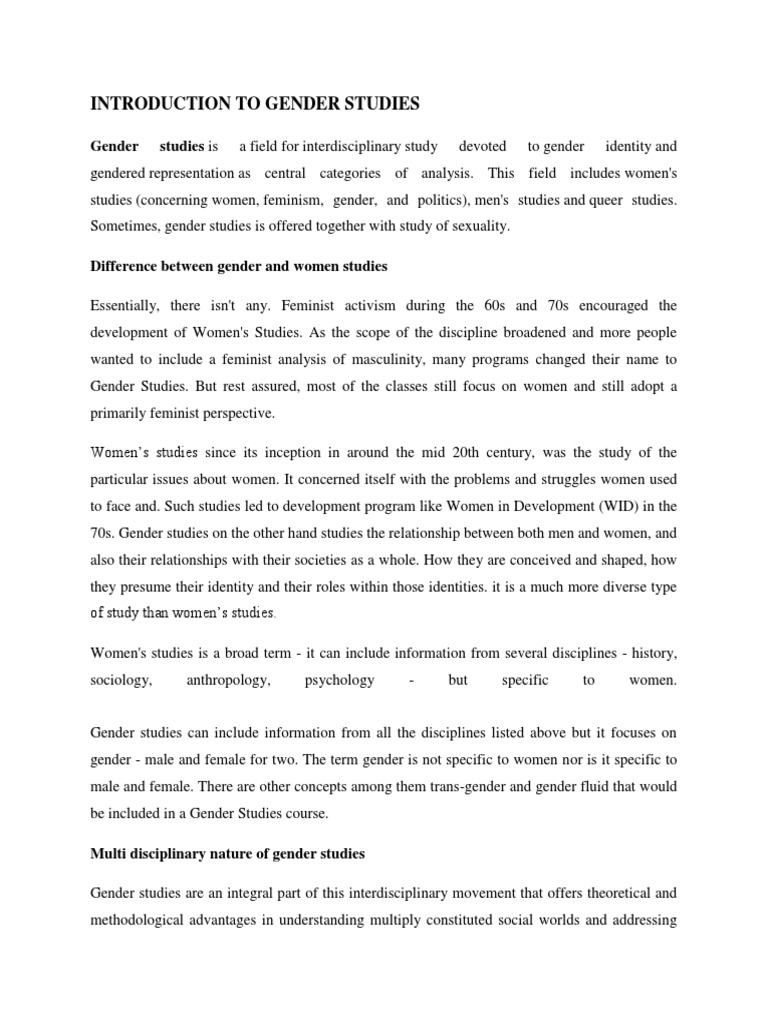 Introduction to gender studies pdf gender studies gender