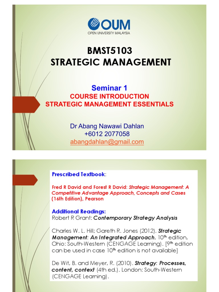 Strategic Management Course Overview | PDF | Strategic Management ...