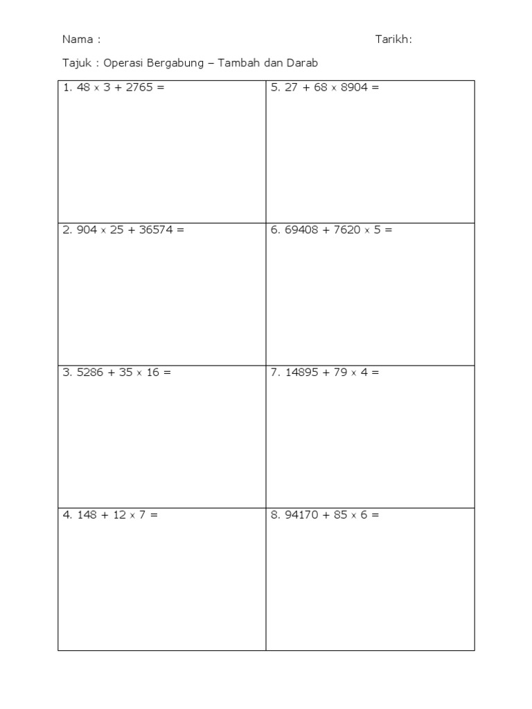 Latih Tubi Soalan Latihan Matematik Tahun 6 Cuti Bulan Mac Pdf