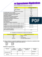 Ejercicio Sobre Expresiones Algebraicas