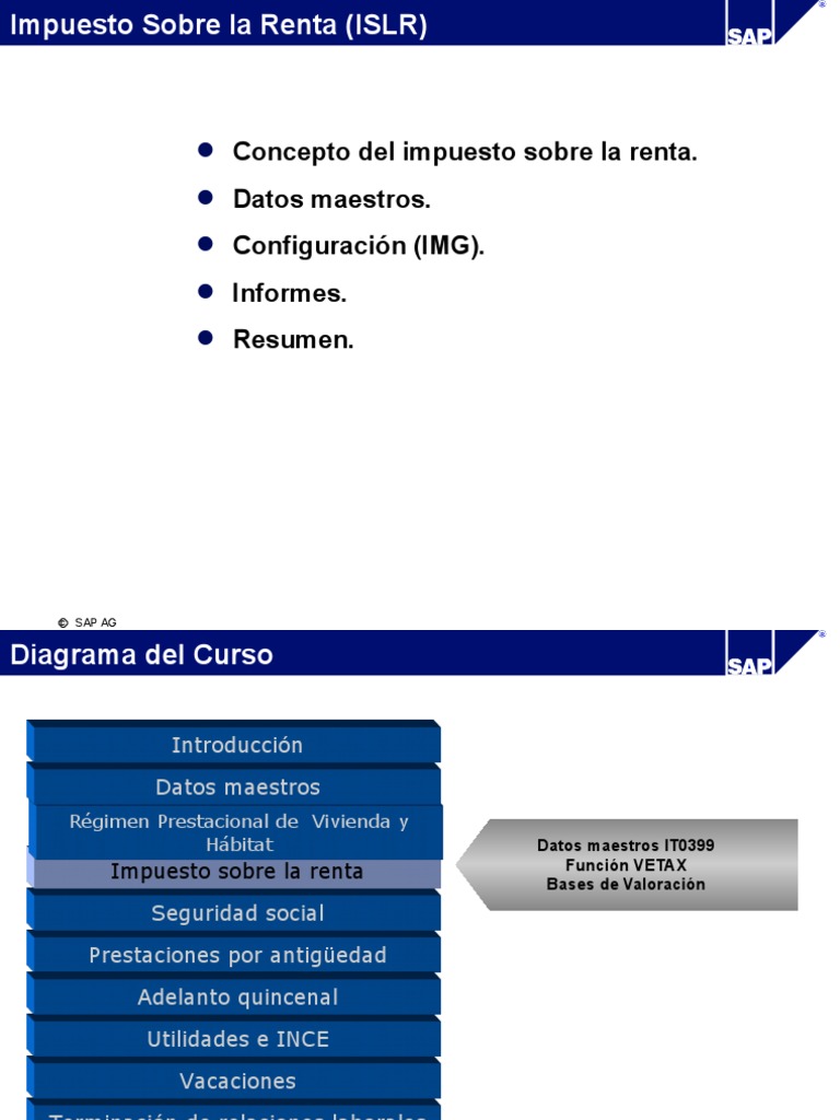 Configuración ISLR en SAP para Nómina | PDF | Impuesto sobre la renta ...