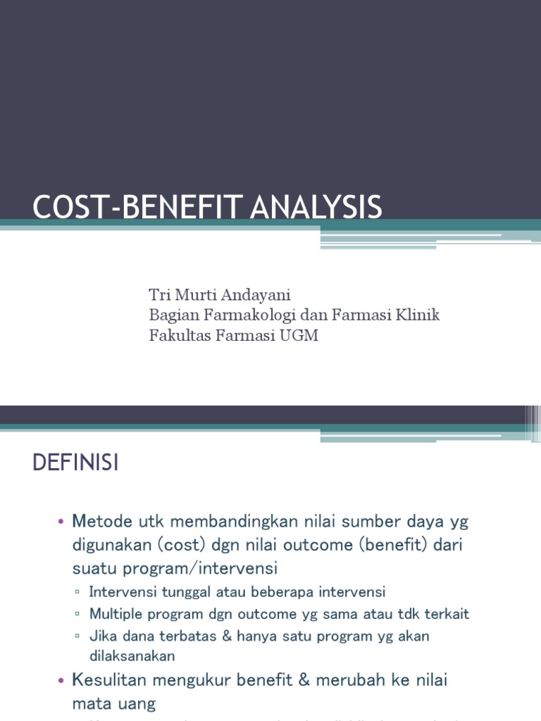 Cba Cost Benefit Analysis