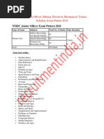 NMDC Junior Officer (Mining, Electrical, Mechanical) Trainee Syllabus, Exam Pattern 2018