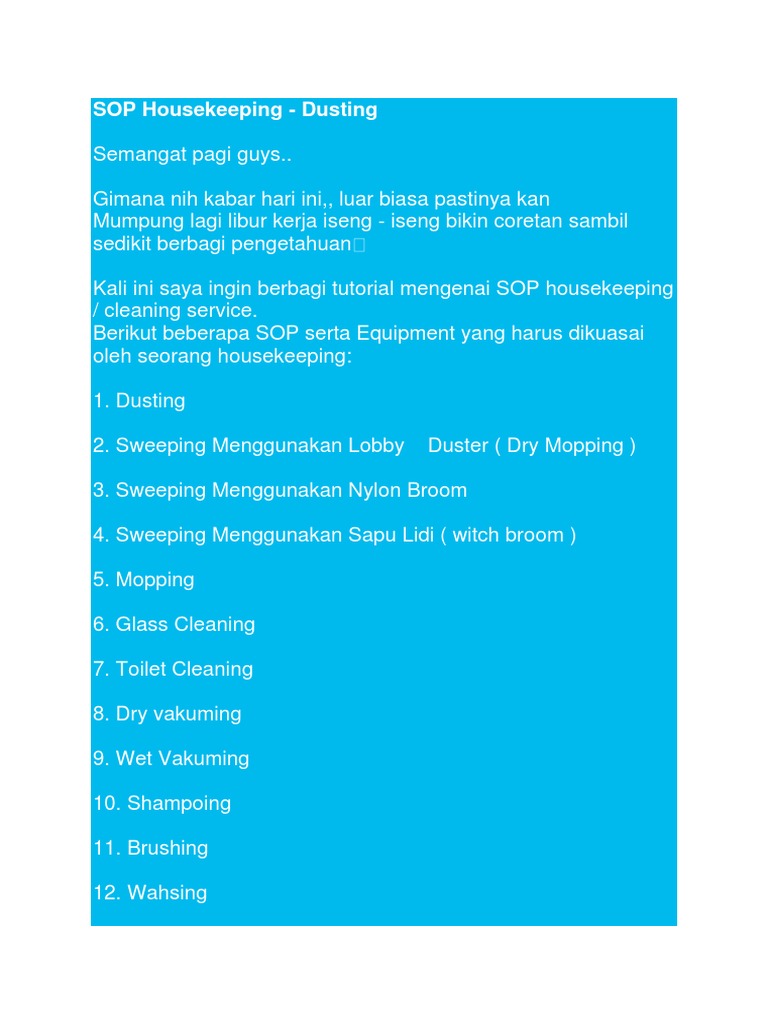 SOP Housekeeping PDF