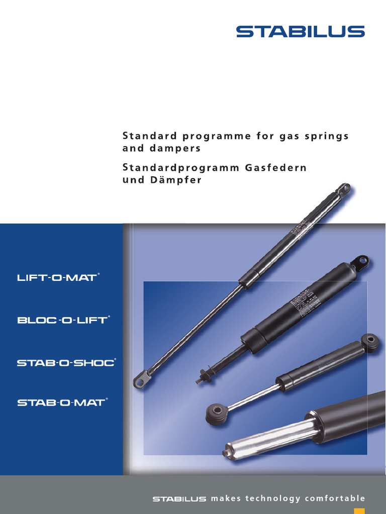 Standard Program for Gas Springs and Dampers: An Overview of Stabilus's Gas  Spring and Damper Product Lines and Applications, PDF, Manufactured Goods