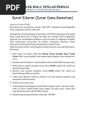 Surat Edaran Iuran Kematian
