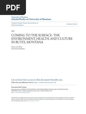 Environmental Health And Culture Montana Butte Esp - 