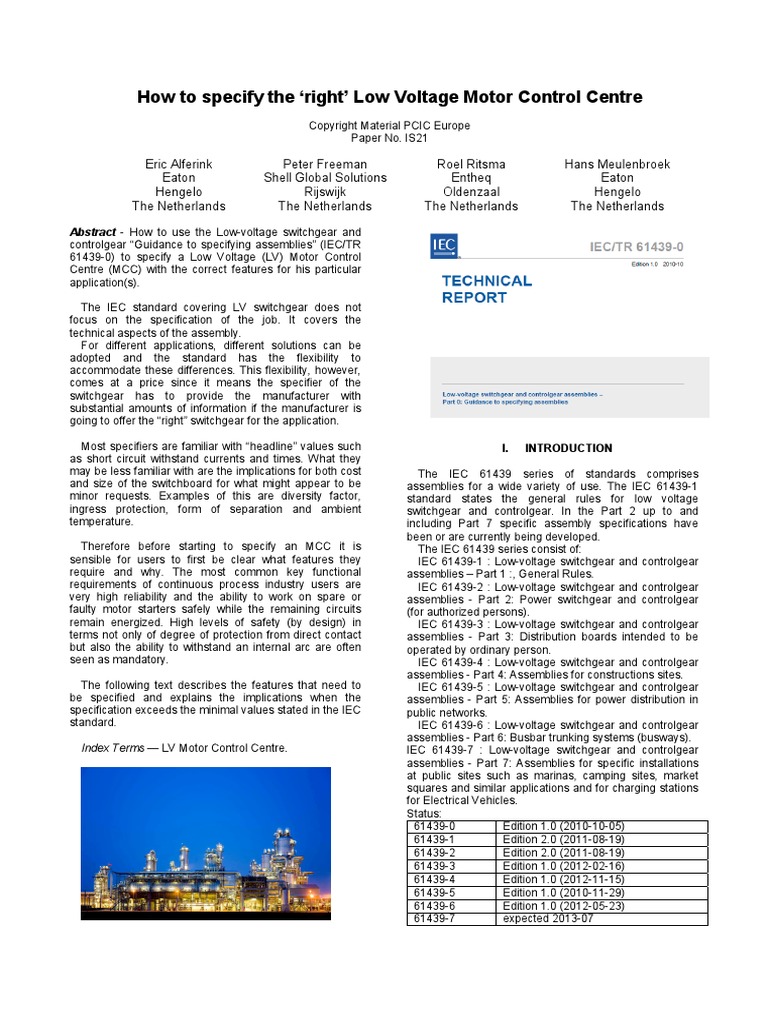 IS21 - How To Specify The Right' Low Voltage Motor Control Centre PDF ...
