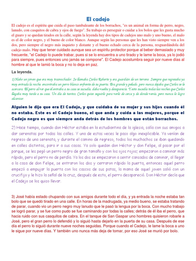 La leyenda del Cadejo en Guatemala | PDF | Ocio