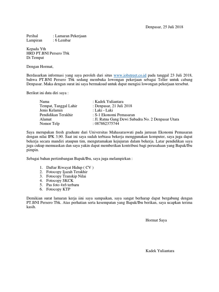 Cari Contoh Surat Lamaran Kerja Via Jobstreet Kumpulan Contoh Gambar